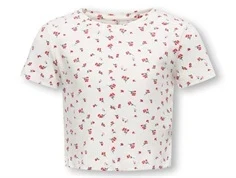 Kids ONLY top hvid med røde blomster